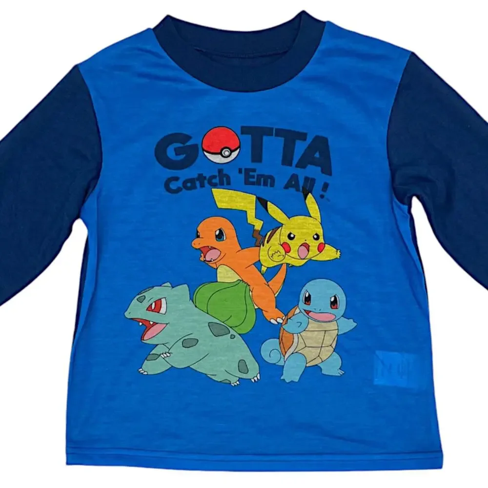 NEW Pokemon Gotta Catch 'Em All! Kids 10 Pikachu Charmander 2-Piece Pajama Set
